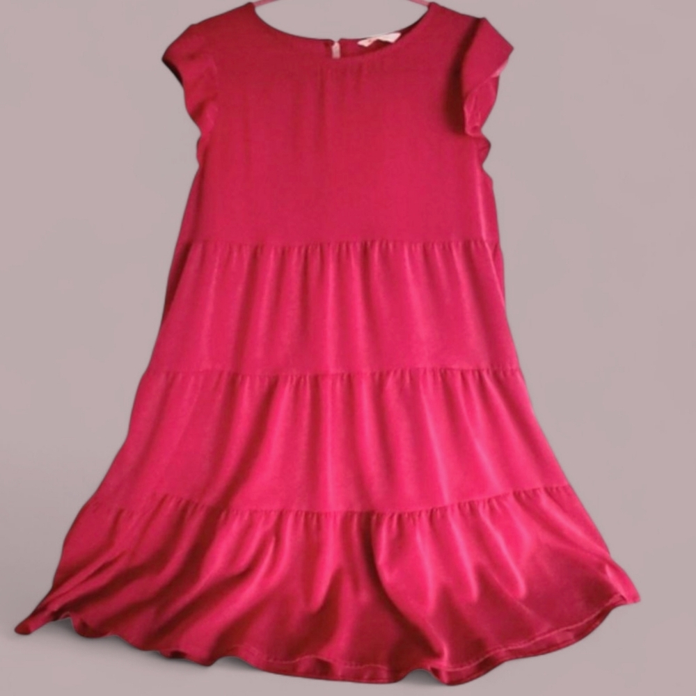 Kirundo Tiered Ruffle Dress Medium Sleeveless Fuschia